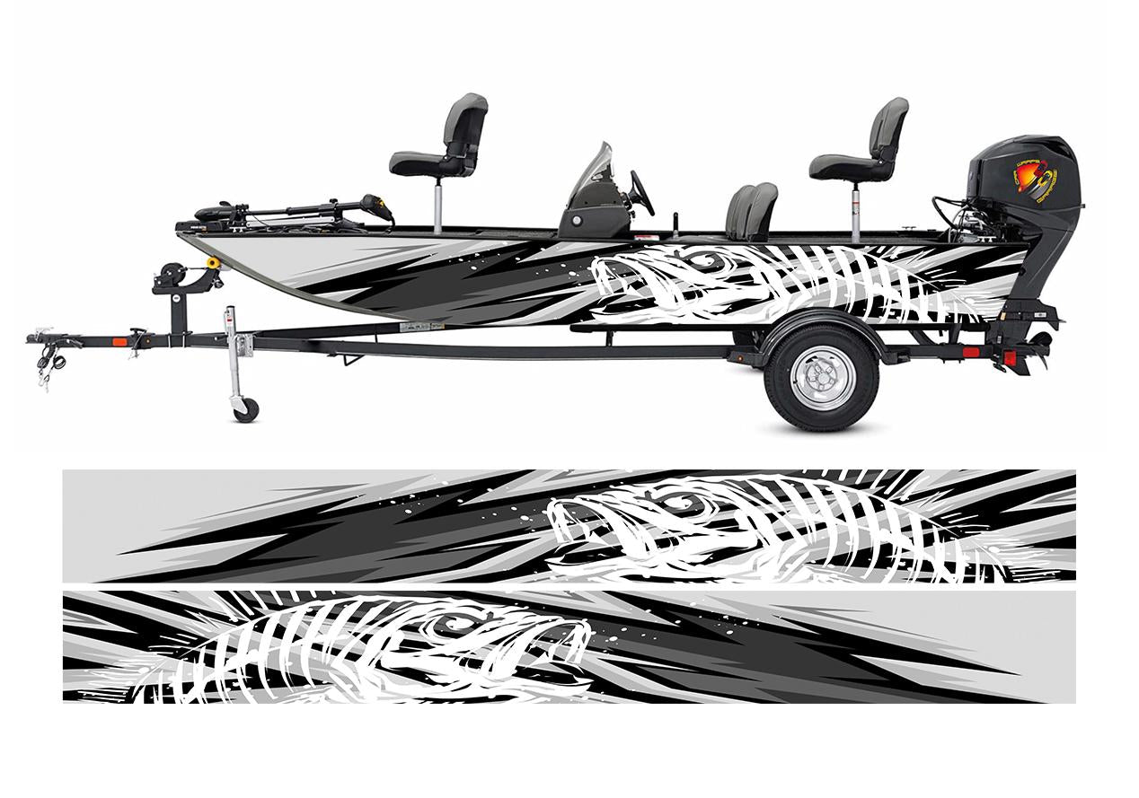 Abstract Gray and Black Seabass Graphic Boat Vinyl Wrap Decal Fishing  Pontoon Sportsman Tenders Console Bowriders Deck Boats Decal Watercraft