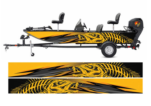 Abstract Orange Seabass Graphic Boat Vinyl Wrap Decal Fishing Bass Pontoon Decal Sportsman Boat Decal