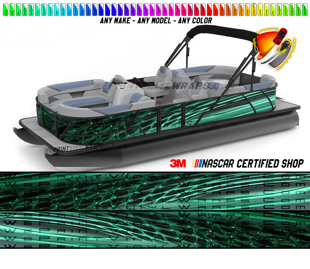 Emerald Green Graphic Vinyl Boat Wrap Decal Fishing Pontoon Sportsman Console Bowriders Deck Boat Watercraft  All boats Decal